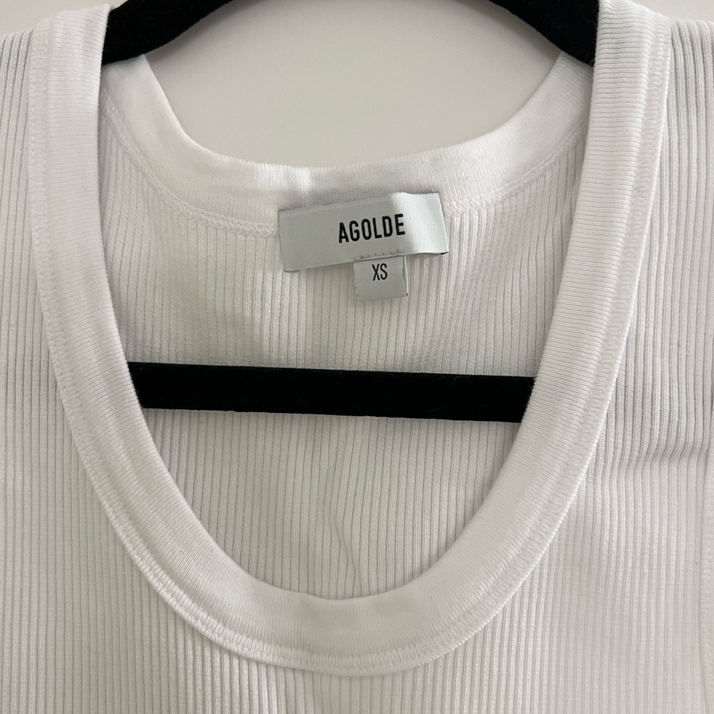 Agolde Ribbed White Tank Top - Picture 2 of 3